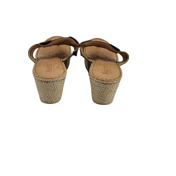 Born Marie Leather Slide On Platform Espadrille Basket Thong Sandals Tan Sz 10 - Picture 7 of 7